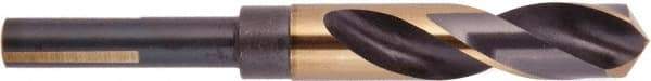 National Twist Drill - 17/32" Drill, 118° Point, High Speed Steel Silver Deming & Reduced Shank Drill Bit - Oxide/Gold Finish, 6" OAL, Flats on Shank, 3" Flute Length, Right Hand Cut, Spiral Point, Spiral Flute - Eagle Tool & Supply