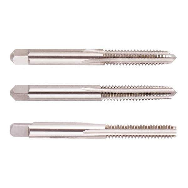 Regal Cutting Tools - #4-48 UNF, 3 Flute, Bottoming, Plug & Taper, Uncoated, Uncoated Finish, High Speed Steel Tap Set - 1-7/8" OAL, 9/16" Thread Length, 2B Class of Fit - Eagle Tool & Supply