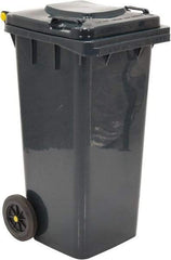 Vestil - 32 Gal Gray Square Trash Can - Polyethylene, None Graphic, 38" High x 21-13/16" Long x 18-3/4" Wide, Lid Included - Eagle Tool & Supply