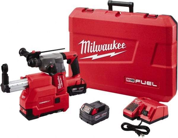 Milwaukee Tool - 18 Volt 1-1/8" SDS Plus Chuck Cordless Rotary Hammer - 0 to 5,000 BPM, 0 to 1,300 RPM, Reversible - Eagle Tool & Supply