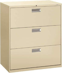 Hon - 36" Wide x 40.88" High x 19-1/4" Deep, 3 Drawer Lateral File - Steel, Putty - Eagle Tool & Supply