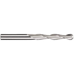 SGS - 3/8" Diam, 1-3/4" LOC, 2 Flute Solid Carbide Ball End Mill - AlTiN Finish, Single End, 4" OAL, 3/8" Shank Diam, Spiral Flute - Eagle Tool & Supply