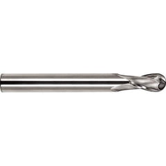 SGS - 20mm Diam, 45mm LOC, 2 Flute Solid Carbide Ball End Mill - TiN Finish, Single End, 130mm OAL, 20mm Shank Diam, Spiral Flute - Eagle Tool & Supply