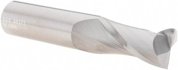 SGS - 16mm, 32mm LOC, 16mm Shank Diam, 89mm OAL, 2 Flute, Solid Carbide Square End Mill - Single End, Uncoated, Spiral Flute, 30° Helix, Centercutting, Right Hand Cut, Right Hand Flute, Series 3M - Eagle Tool & Supply