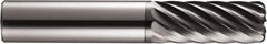 SGS - 12mm, 9 Flute, Single End, Solid Carbide, 3mm Corner Radius End Mill - 83mm OAL, 35° Helix, Right Hand Flute, 26mm LOC, Right Hand Cut - Eagle Tool & Supply
