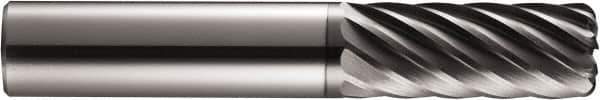 SGS - 12mm, 9 Flute, Single End, Solid Carbide, 2mm Corner Radius End Mill - 83mm OAL, 35° Helix, Right Hand Flute, 26mm LOC, Right Hand Cut - Eagle Tool & Supply