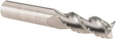 SGS - 3/8" Diam, 1" LOC, 3 Flute Solid Carbide 0.01" Corner Radius Roughing End Mill - Uncoated, 2-1/2" OAL, 3/8" Shank Diam, Single End, Centercutting, 38° Helix - Eagle Tool & Supply