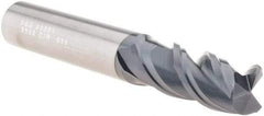SGS - 1/2", 3 Flute, Single End, Solid Carbide, 0.03" Corner Radius End Mill - 3-1/4" OAL, Right Hand Flute, 1-1/4" LOC, Right Hand Cut - Eagle Tool & Supply