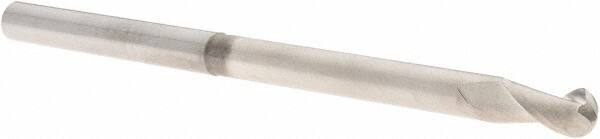 SGS - 6mm Diam, 10mm LOC, 2 Flute Solid Carbide Ball End Mill - TiB2 Finish, Single End, 100mm OAL, 6mm Shank Diam, Spiral Flute - Eagle Tool & Supply