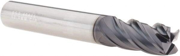 SGS - 12mm, 4 Flute, Single End, Solid Carbide, 0.5mm Corner Radius End Mill - 83mm OAL, Right Hand Flute, 26mm LOC, Right Hand Cut - Eagle Tool & Supply