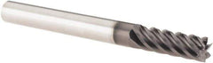 SGS - 1/4", 3/4" LOC, 1/4" Shank Diam, 2-1/2" OAL, 6 Flute, Solid Carbide Square End Mill - Single End, Ti-NAMITE-X Finish, Spiral Flute, 41° Helix, Centercutting, Right Hand Cut, Right Hand Flute, Series 51 - Eagle Tool & Supply