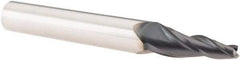SGS - 7° Taper Angle per Side, 1/16" Small End Diam, 1-1/4" LOC, Solid Carbide 3 Flute Tapered Square End Mill - AlTiN Finish, 4" OAL, 1/2" Shank Diam, Spiral Flute, 28° Helix - Eagle Tool & Supply