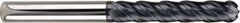 SGS - 18mm Diam, 75mm LOC, 4 Flute Solid Carbide Ball End Mill - AlTiN Finish, Single End, 150mm OAL, 18mm Shank Diam, Spiral Flute - Eagle Tool & Supply