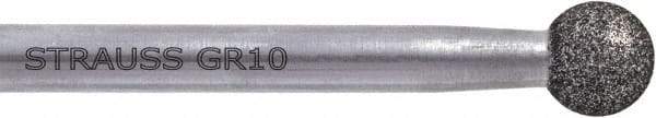 Strauss - 1/8" Head Diam x 1/8" Head Thickness Diamond (Abrasive) Cone Grinding Pin - 1/8" Shank Diam x 2-1/2" Shank Length, Medium Grade, (151 Mesh Grit) - Eagle Tool & Supply