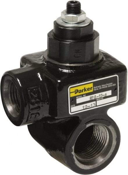 Parker - 25 GPM 5/8 Inlet Cast Iron Hydraulic Control Valve - 7/8-14 Thread, 5,000 psi, 2.24" Wide x 4.26" Long - Eagle Tool & Supply