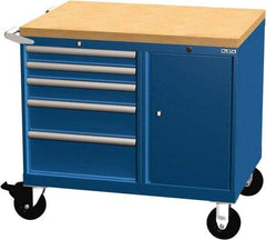LISTA - 5 Drawer 165 Lb Capacity Steel Tool Roller Cabinet - 39" Wide x 37-1/4" High x 28-1/2" Deep, Roller Bearing Drawer Slides, Light Gray - Eagle Tool & Supply