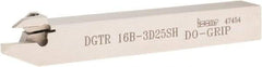 Iscar - External Thread, 1/2" Max Depth of Cut, 3mm Min Groove Width, 120mm OAL, Right Hand Indexable Grooving Cutoff Toolholder - 16mm Shank Height x 16mm Shank Width, DG.. Insert Style, DGT Toolholder Style, Series Do-Grip - Eagle Tool & Supply