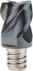 Iscar - MM EC Grade IC908 Carbide End Milling Tip Insert - TiAlN Finish, 4 Flutes, 3/4" Cutting Diam, 0.62" Depth of Cut, 1" Extension, 45° Helix - Eagle Tool & Supply