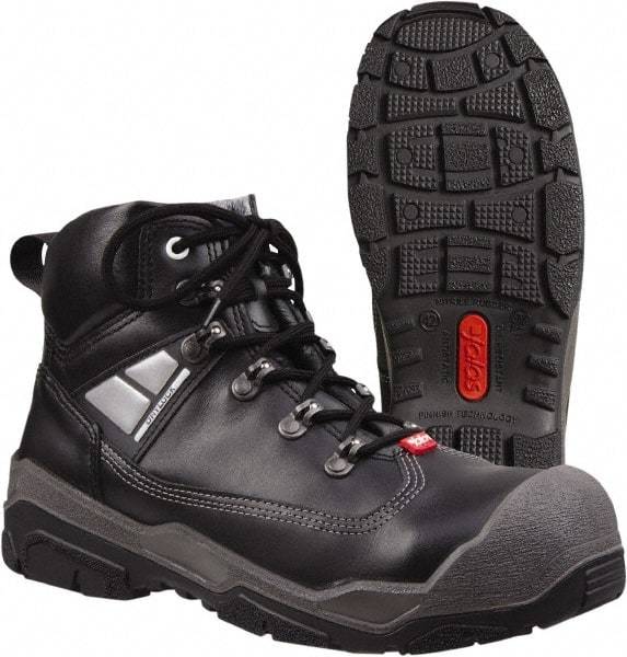 Tegera - Men's Size 11 Medium Width Steel Work Boot - Black, Leather Upper, Rubber Outsole, 6" High, Pull-On - Eagle Tool & Supply