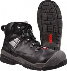 Tegera - Men's Size 11 Medium Width Steel Work Boot - Black, Leather Upper, Rubber Outsole, 6" High, Pull-On - Eagle Tool & Supply