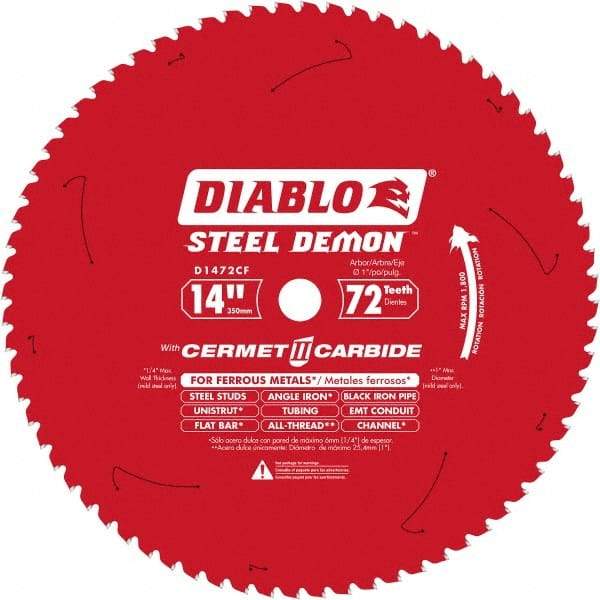 Freud - 14" Blade Diam, 90 Teeth, Carbide-Tipped Cold Saw Blade - 1" Arbor Hole Diam, 0.071" Blade Thickness - Eagle Tool & Supply