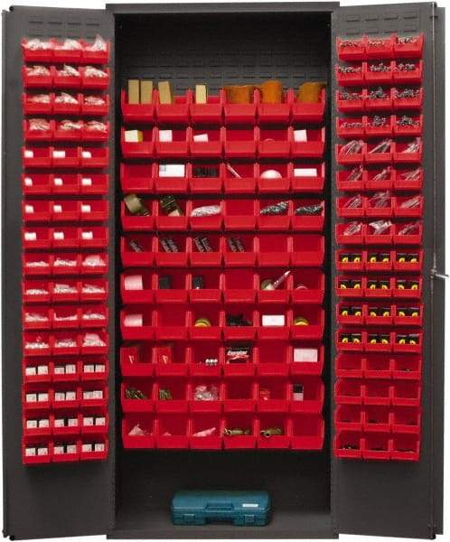 Durham - 156 Bin Storage Cabinet - Steel, 36" Wide x 18" Deep x 84" High, Red - Eagle Tool & Supply