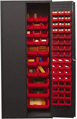 Durham - 138 Bin Storage Cabinet - Steel, 36" Wide x 24" Deep x 84" High, Red - Eagle Tool & Supply