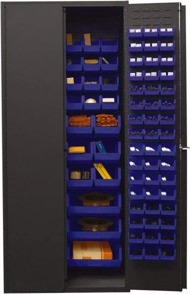 Durham - 138 Bin Storage Cabinet - Steel, 36" Wide x 24" Deep x 84" High, Blue - Eagle Tool & Supply