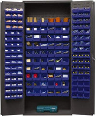 Durham - 156 Bin Storage Cabinet - Steel, 36" Wide x 18" Deep x 84" High, Blue - Eagle Tool & Supply