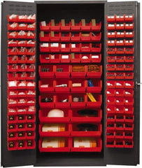 Durham - 138 Bin Storage Cabinet - Steel, 36" Wide x 24" Deep x 84" High, Red - Eagle Tool & Supply