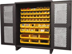 Durham - 54 Bin Storage Cabinet - Steel, 60" Wide x 24" Deep x 78" High, Yellow - Eagle Tool & Supply