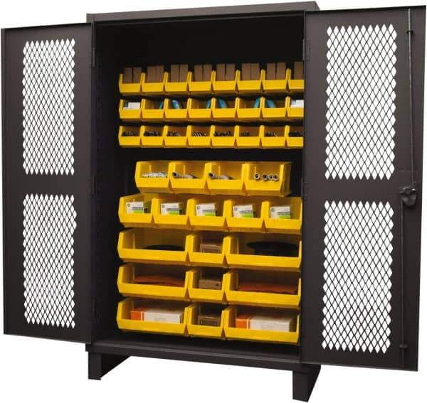 Durham - 42 Bin Storage Cabinet - Steel, 48" Wide x 24" Deep x 78" High, Yellow - Eagle Tool & Supply