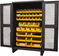 Durham - 42 Bin Storage Cabinet - Steel, 48" Wide x 24" Deep x 78" High, Yellow - Eagle Tool & Supply