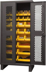 Durham - 30 Bin Storage Cabinet - Steel, 36" Wide x 24" Deep x 78" High, Yellow - Eagle Tool & Supply