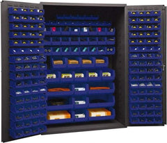 Durham - 186 Bin Storage Cabinet - Steel, 48" Wide x 24" Deep x 72" High, Blue - Eagle Tool & Supply