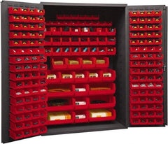 Durham - 186 Bin Storage Cabinet - Steel, 48" Wide x 24" Deep x 72" High, Red - Eagle Tool & Supply