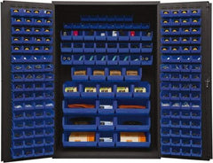 Durham - 186 Bin Storage Cabinet - Steel, 48" Wide x 24" Deep x 72" High, Blue - Eagle Tool & Supply
