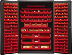 Durham - 186 Bin Storage Cabinet - Steel, 48" Wide x 24" Deep x 72" High, Red - Eagle Tool & Supply