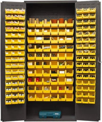 Durham - 156 Bin Storage Cabinet - Steel, 36" Wide x 18" Deep x 84" High, Yellow - Eagle Tool & Supply