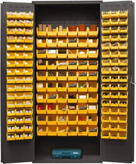 Durham - 156 Bin Storage Cabinet - Steel, 36" Wide x 18" Deep x 84" High, Yellow - Eagle Tool & Supply