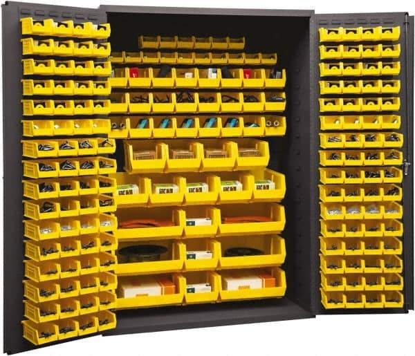 Durham - 186 Bin Storage Cabinet - Steel, 48" Wide x 24" Deep x 72" High, Yellow - Eagle Tool & Supply