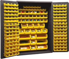 Durham - 186 Bin Storage Cabinet - Steel, 48" Wide x 24" Deep x 72" High, Yellow - Eagle Tool & Supply