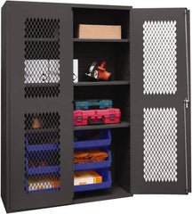 Durham - 3 Shelf 6 Bin Storage Cabinet - Steel, 48" Wide x 24" Deep x 72" High, Blue - Eagle Tool & Supply