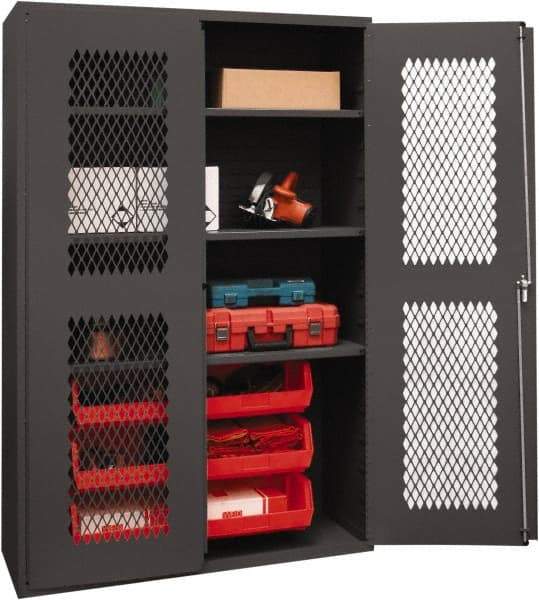 Durham - 3 Shelf 6 Bin Storage Cabinet - Steel, 48" Wide x 24" Deep x 72" High, Red - Eagle Tool & Supply