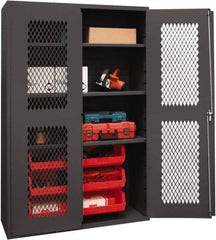 Durham - 3 Shelf 6 Bin Storage Cabinet - Steel, 48" Wide x 24" Deep x 72" High, Red - Eagle Tool & Supply