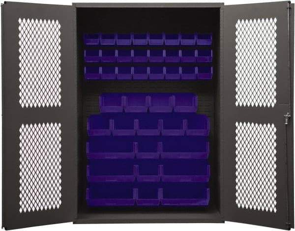 Durham - 42 Bin Storage Cabinet - Steel, 48" Wide x 24" Deep x 72" High, Blue - Eagle Tool & Supply