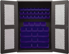 Durham - 42 Bin Storage Cabinet - Steel, 48" Wide x 24" Deep x 72" High, Blue - Eagle Tool & Supply