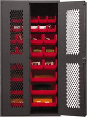 Durham - 30 Bin Storage Cabinet - Steel, 36" Wide x 24" Deep x 72" High, Red - Eagle Tool & Supply