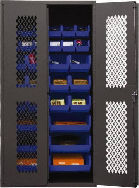 Durham - 30 Bin Storage Cabinet - Steel, 36" Wide x 18" Deep x 72" High, Blue - Eagle Tool & Supply