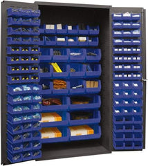 Durham - 126 Bin Storage Cabinet - Steel, 36" Wide x 24" Deep x 72" High, Blue - Eagle Tool & Supply